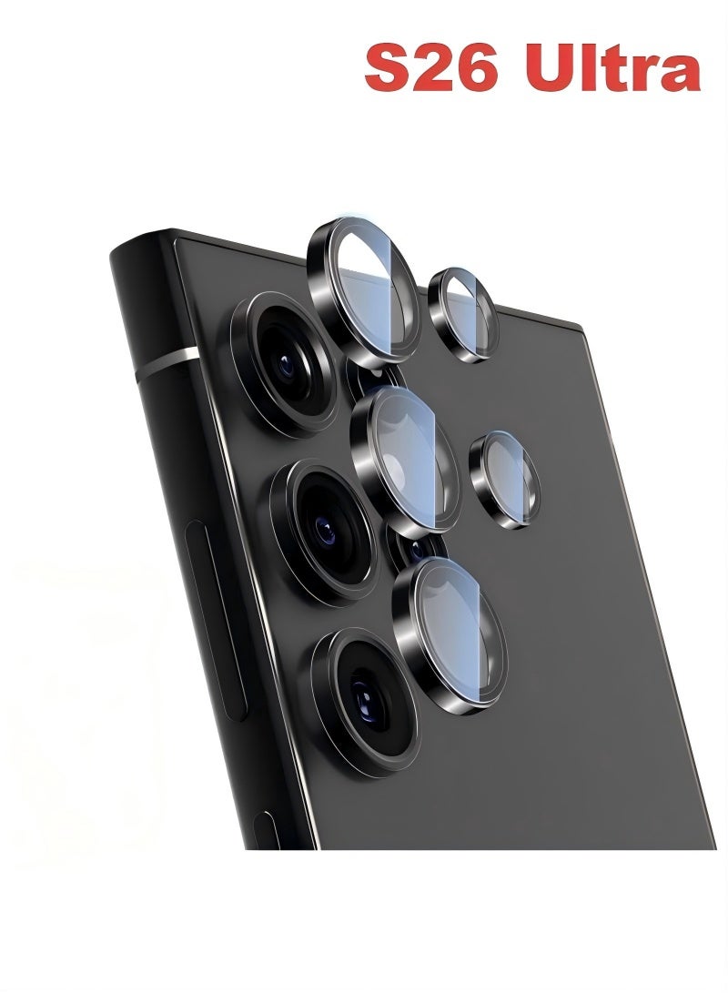 Avocase for Samsung Galaxy S26 Ultra Camera Lens Protector, Individual Metal Ring Tempered Glass Lens Cover, [Strong Adsorption] Scratch Resistant Ultra-Thin HD Clear Lens Cover, 1 Set-Black Ring - Image 1